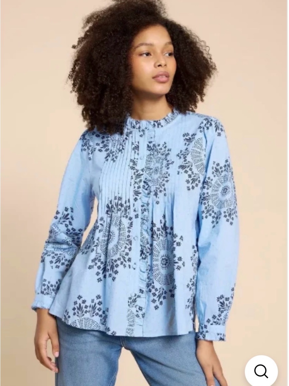 White Stuff Fia Frill Neck Top Blouse